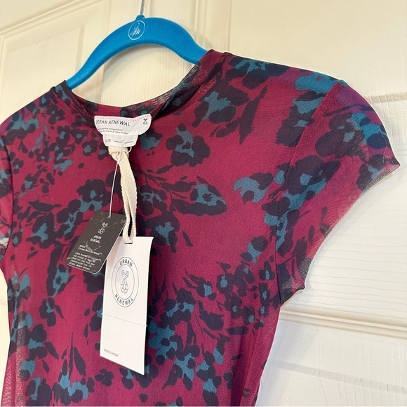 NWT UO Urban Renewal Remnants Mesh Red Animal Print Baby Tee - Picture 7 of 11